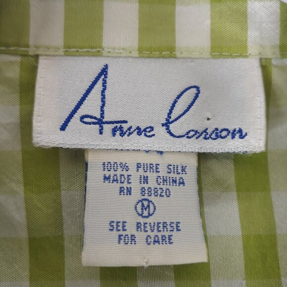 Lot-Anne Carson Silk Blue Plaid Cropped Wrap Top & Green Plaid Top M Sleeveless - Picture 12 of 13